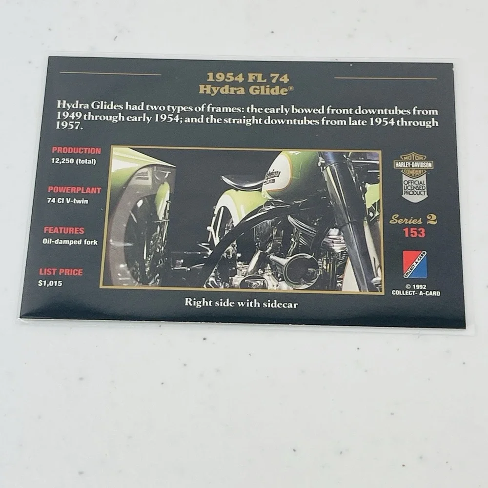 Harley Davidson Trading Card Set 1953 FL 74 Hydra Glider 1992 Collect A Card